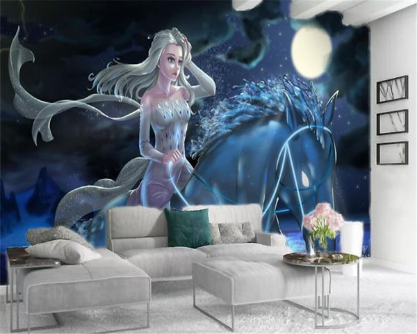 

3d wallpaper walls dreamy moonlight foreign riding beauty princess living room bedroom tv background wall wallpaper