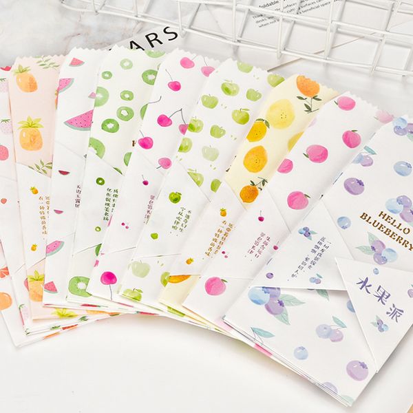 

5pcs/pack small fresh fruit paper envelope letter paper message card letter stationary envelopes office school supply