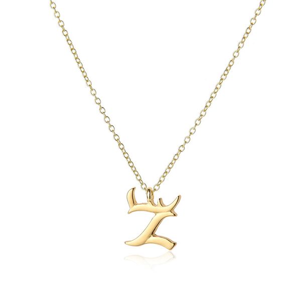 

5pc charm usa alphabet name initial letter chain z pendant necklace monogram america english word sign friend woman mother men's family, Silver