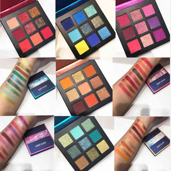 

beauty glazed makeup eyeshadow pallete makeup brushes 9 color palette make up palette shimmer pigmented eye shadow maquillage