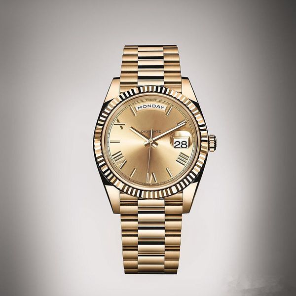 

mens movement watches factory supplier luxury sapphire automatic 36mm mechanical 18kt gold day-date president 118238 watches, Slivery;brown