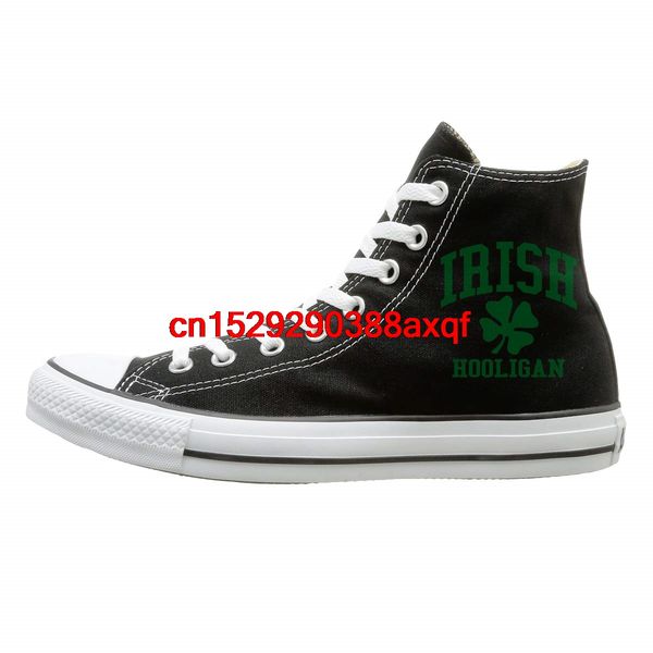 

canvas shoes irish hooligan fashion high-lace ups sneaker for men women, Black