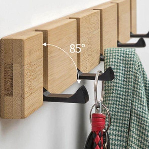 

hooks & rails creative wooden folding door hook clothes shelf wall hanging key holder bathroom towel home decoration wf1123240
