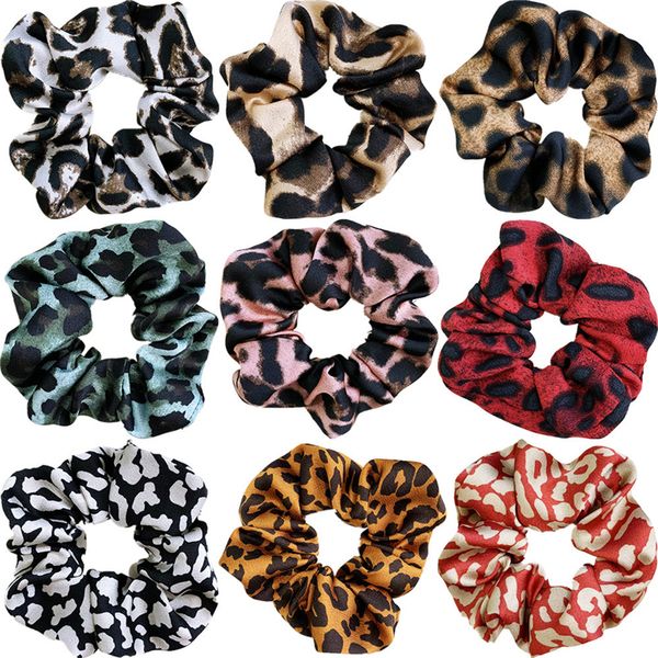 

11colors girls chiffon print dots leopard elastic ring hair ties accessories ponytail holder hairband rubber band scrunchies afj651, Slivery;white