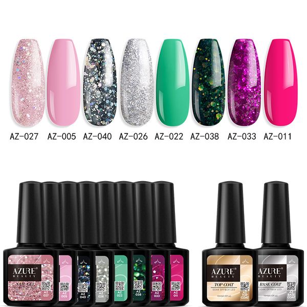 

beauty 10pcs/lot nail polish set soak off long lasting led gel for nail art manicure matte effect color gel polish kits, Red;pink