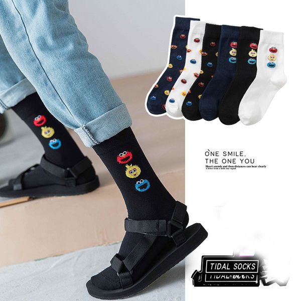 

korean style pacman socks men hip hop novelty joker novedades street style funny socks cotton dress sock men 614w, Black