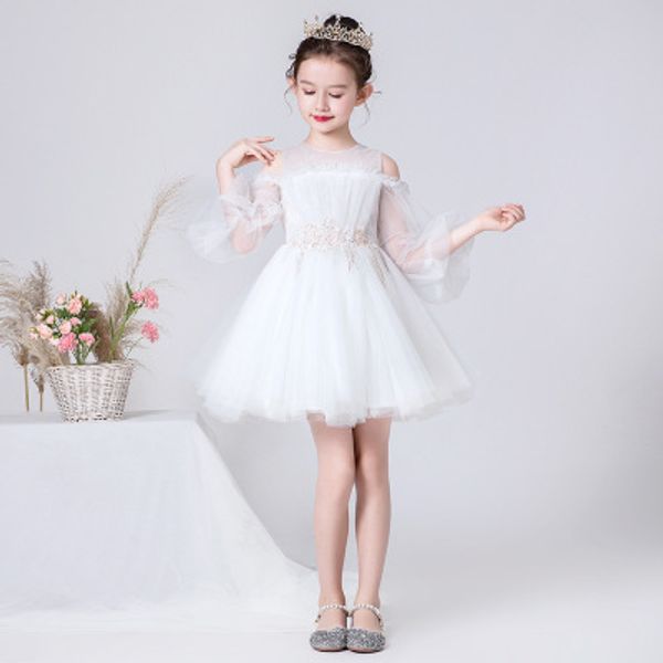 

2020 новый и красивый моды популярное слово плечо длинный рукав принцесса короткая юбка маленькая девочка внешняя воздуха peng peng пряжи бе, White;blue