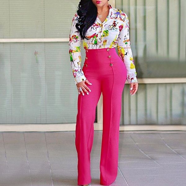 

office lady decorative button versatile slim straight trousers casual summer palazzo high waist career wide leg trousers, Black;white