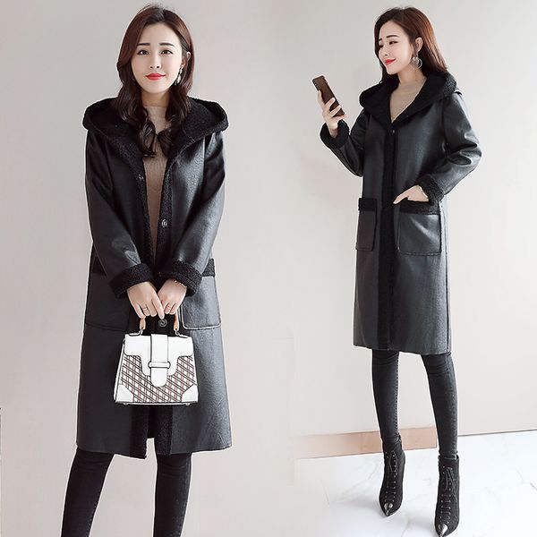 

mumuzi new arrival fashion womens winter jacket 2019 ladies coat long parka hooded with fur warm outwear parkas, Black