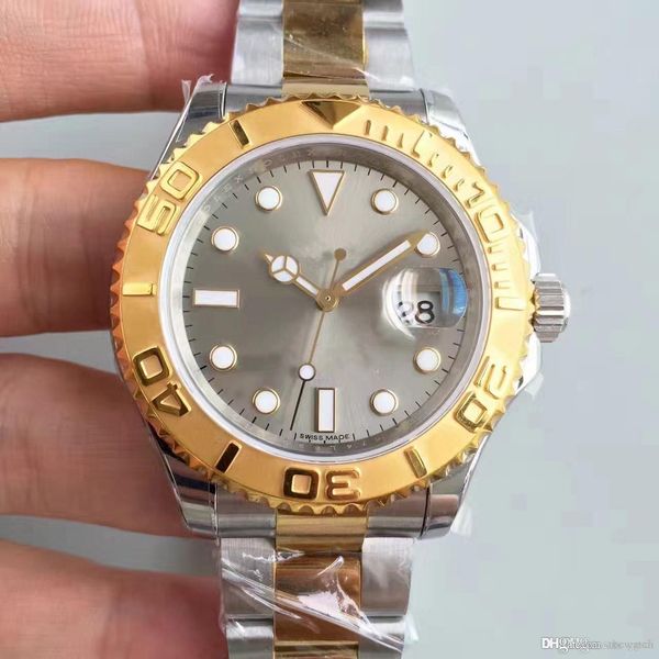 

luxury quality yacht luxury mechanical stainless steel automatic movement men's sports watch christmas gift sells worldwide, Slivery;brown