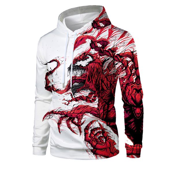 

mens designer red venom 3d digital printing loose hat sweater, Black