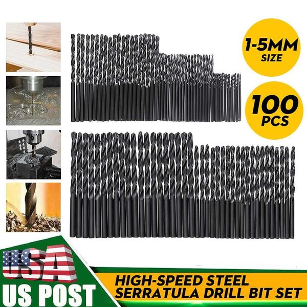 

100pcs 1mm/2mm/3mm/4mm/5mm high speed steel twist drill bit hss titanium coated drill bit set hand tool straight shank