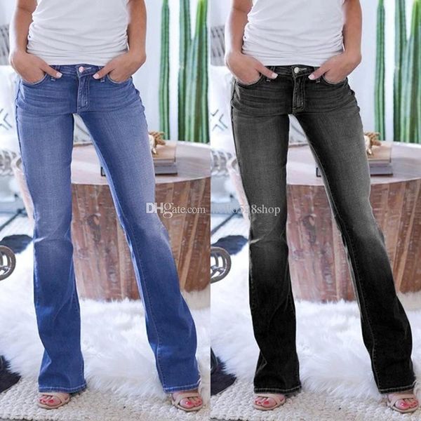 

spring autumn stretch low-waist skinny women's jeans - low-rise slim bootcut jeans pants fashion ladies, Blue