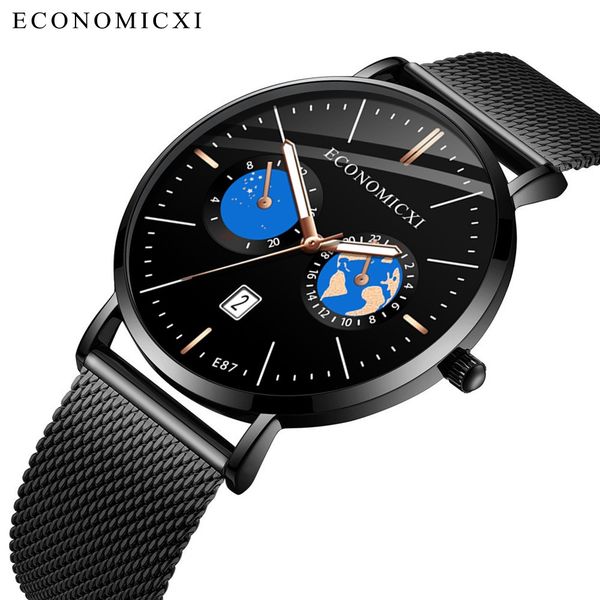 

economicxi fashion casual quartz men watch waterproof ultra thin mens watches sports wrist watches for men cloc, Slivery;brown