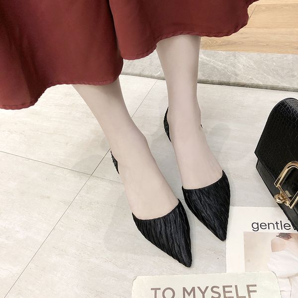 

luxury pointed toe women satin high heels shoes pumps office work wear casual female pumps shoes for ladies u14-02, Black