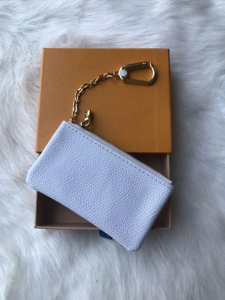 

style 4 color key pouch leather holds famous classical designers women key holder coin purse small leather goods bag, Silver