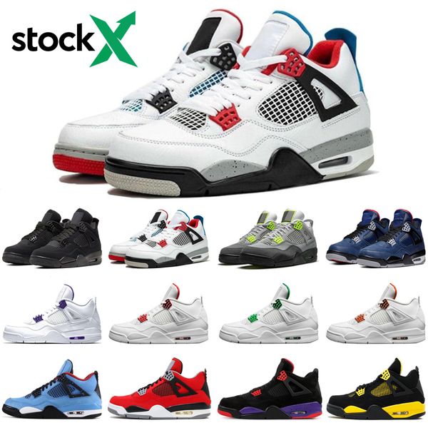 

ale jumpman 4 4s cactus jack stock x men womens basketball shoes neon court purple bred mens trainers sports sneakers size 5.5-13, White;red