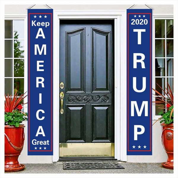 

america trump 2020 flag 2pcs 1 pair couplet 2020 trump blue door window hanging couplet home decor hanging donald trump banner bh1869 tqq