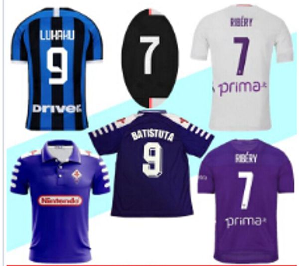 

1999 retro fiorentina soccer jerseys batistuta ribery lukaku piatek 1988 2019 2020 milan florence home football shirt camisas de futebol, Black;yellow