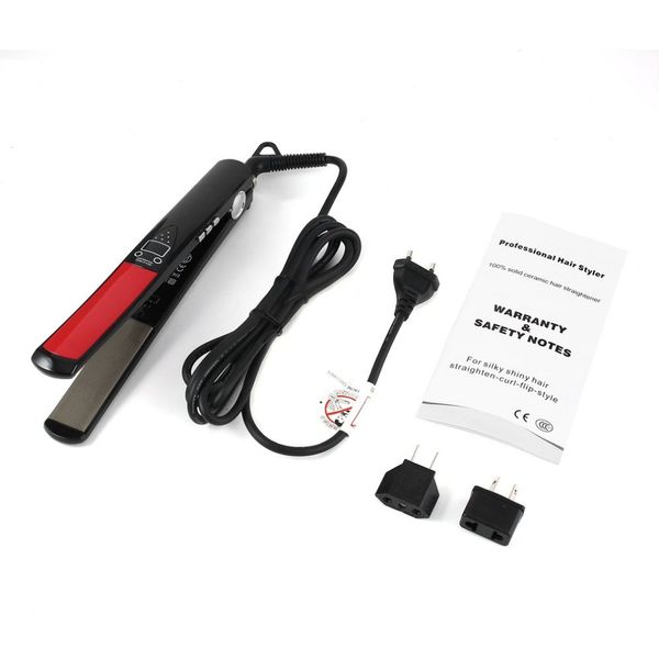 

l173 professional hair styler solid ceramic hair straightener for silky shiny straighten-curl-flip style home salon, Black