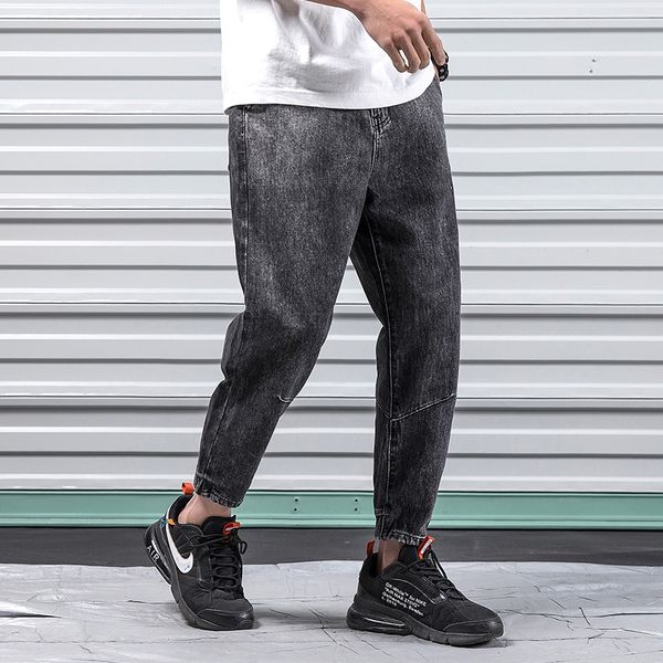 

spring new jeans men fashion washed retro casual denim pants man streetwear hip hop loose cowboy trousers male clothes, Blue