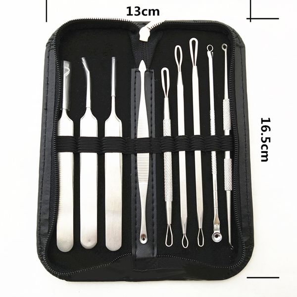 

9 pcs/set stainless pimple remover tool pick up acne blackhead remover acne needle black head pimples pore cleaner skin care kit