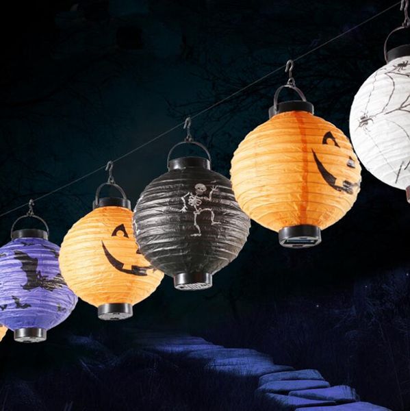 

halloween decorative led paper lanterns festival horror ghost decorations portable foldable spider bat pumpkin lanterns glowing in dark