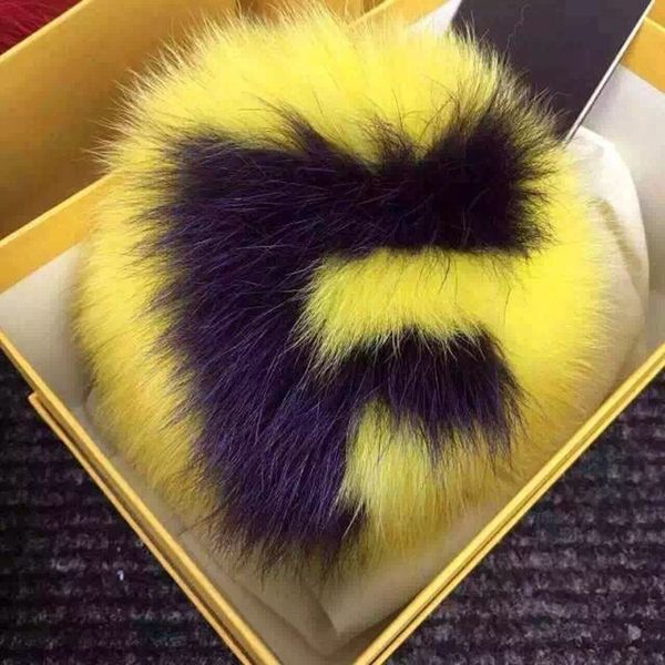 

2019 satin two real star with paragraph customized letters fox hair ball 15 for cm super finland imported bag pendant key, Black