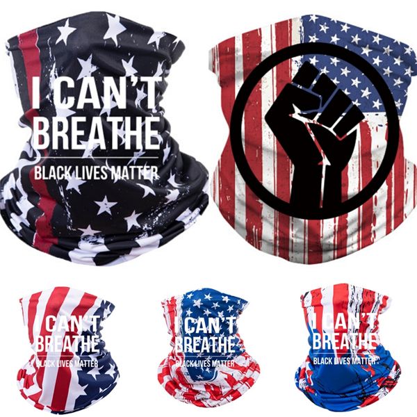 

i cant breathe shipping fashion print neck gaiter multi-purpose scarves bandanas with filters women men outdoor sports protective face #3261, Blue;black