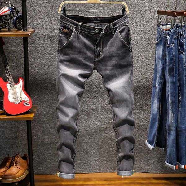 

airgracias brand 2019 fashion jeans men business casual stretch slim jeans 5 color classic vintage trousers denim pants jean men, Blue