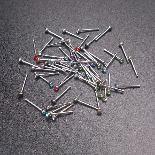 

60pcs fashion crystal jewelry for women rhinestone nose piercing stainless steel nose stud accessories body piercing hot, Slivery;golden