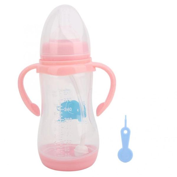

300мл портативный детских бутылочек силиконовые соска питьевой бутылки высокая термостойкость детское питание с ручкой