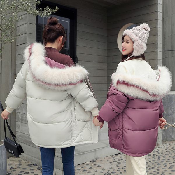 

2019 new mid-long parkas winter women jacket coat thicken warm hooded jacket coat female jackets outwear plus size, Black