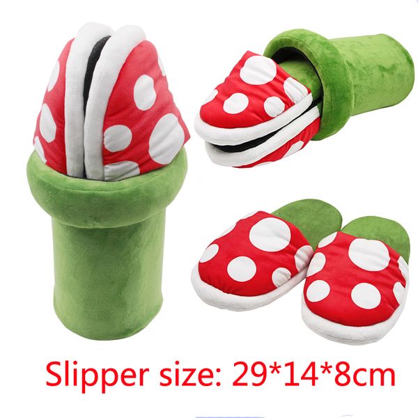 

super mario bros cosplay shoes piranha flower slipper autumn&winter plush slipper men women home shoes gift wholesale, Black