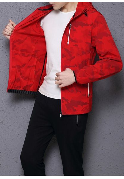 

spring and summer mens windbreakers designer camouflage printed hooded male jackets loose zipper casual homme outerwears, Black;brown