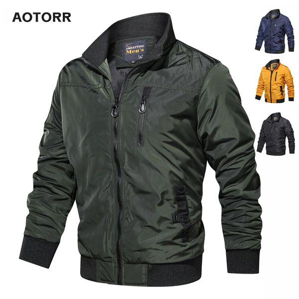 

2020 pilot jacket men spring flight bomber jackets men's army green coat zipper pocket waterproof outerwear 4xl chaquetas hombre, Black;brown