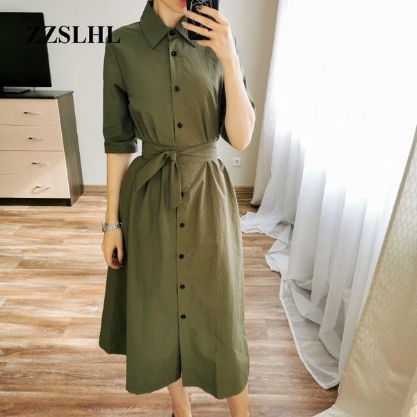 

button long dress elegant plus size spring summer dress 2020 casual dresses woman party streetwear office women's, White;black