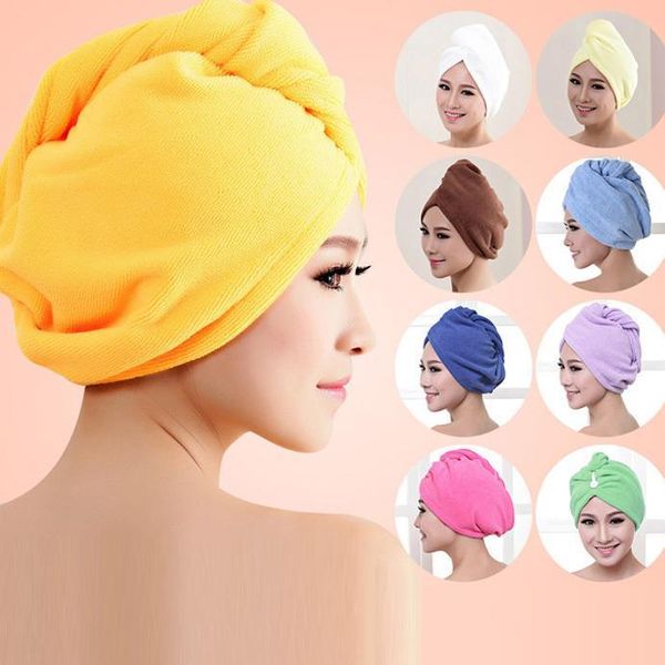 

9 colors toalha de banhomicrofiber bath towel hair dry hat cap quick drying lady bath head hair cloth diy cap drop ship