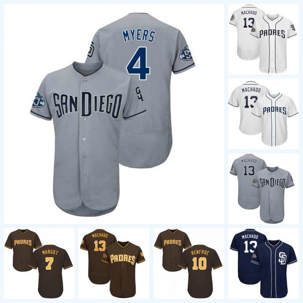 

4 Wil Myers 50th Anniversary 54 Logan Allen 13 Manny Machado 30 Eric Hosmer 7 Manuel Margot 10 Hunter Renfroe Padres Baseball Jersey