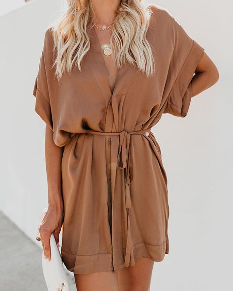 

women summer desinger shirt dresses dayly v neck solid color split sashes dress holiday female dresses, Black;gray