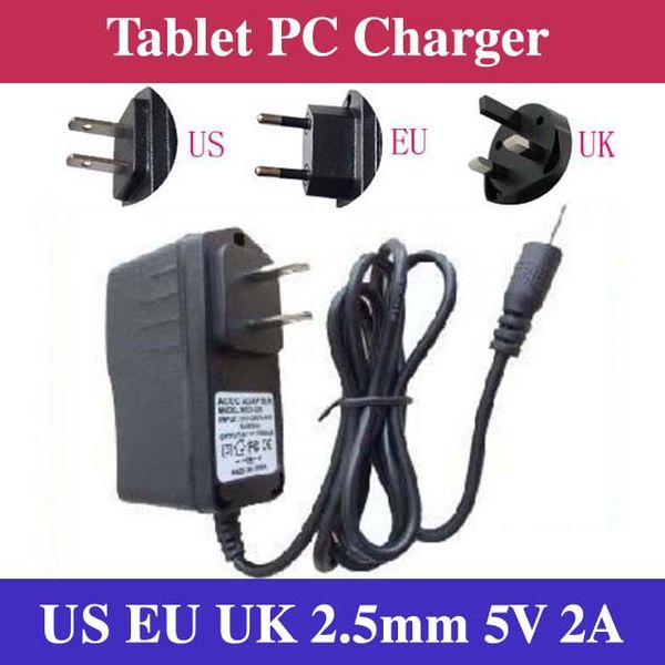 5V 2A DC 2,5 mm Ladegeräte-Stromadapter US EU UK Stecker 100-240V AC 50/60 Hz für 7 