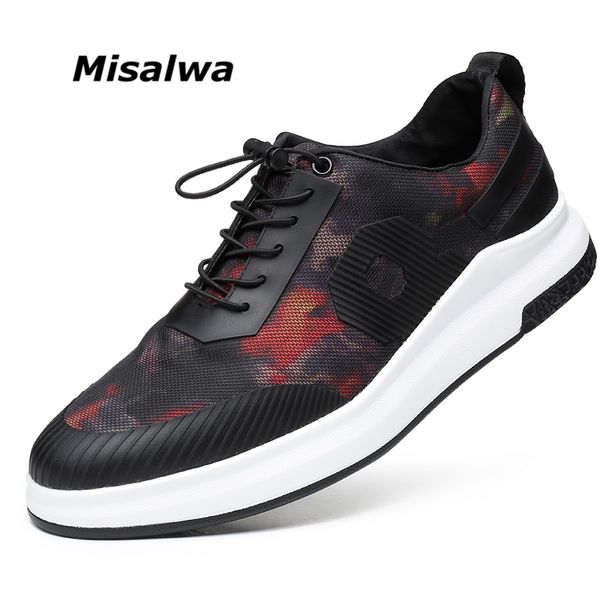 

misalwa new lycra men sneakers white sole fashionable young men loafers lace-up lightweight casual shoes spring summer, Black
