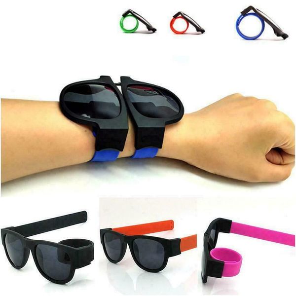 

slap polarized sunglasses women slappable bracelet sun glasses for men luxury wristband festival folding sunglass lady