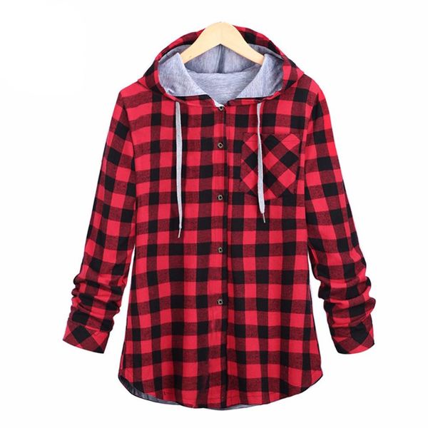 

fashion women hoodies cotton autumn winter coat long sleeve plaid cotton hoodies casual button hooded sweatshirt oversize casual, Black