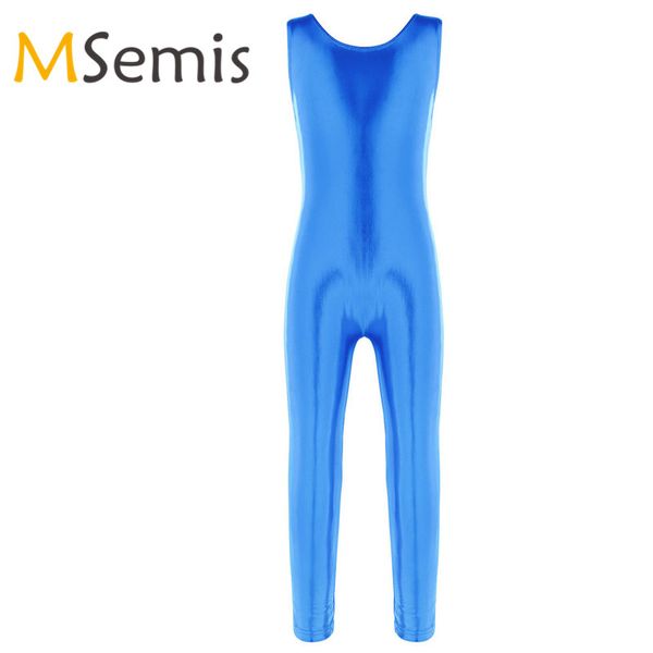 

kids girls gymnastic swimsuit gymnastics leotard bodysuit swimwear for children sleeveless shiny jumpsuit unitard dancewear