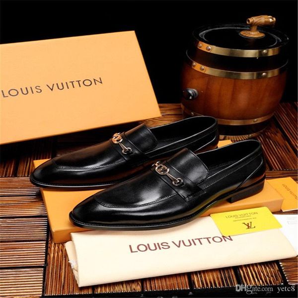 

20fw men party dress pointed toe shoe 2019 formal shoes men leather shoes luxury oxford for men business wedding shoes yecq3, Black