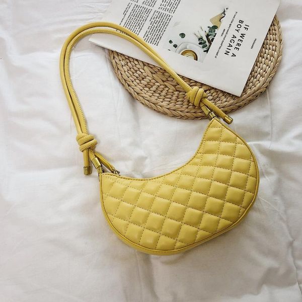 

fashion leather bag belt small half moon bags for women solid color shoulder handbags female lattice cross body bag
