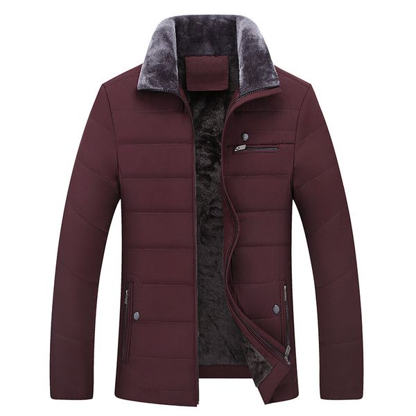 

thick jacket business cotton warm parka winter autumn for men casual male classic windbreaker long fleece padded varsity coat, Tan;black