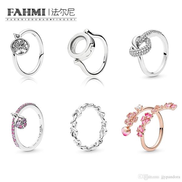 

fahmi 100% 925 sterling silver women's temperament floating small box of life tree knotted long peach women charming charm ring jewelry, Slivery;golden