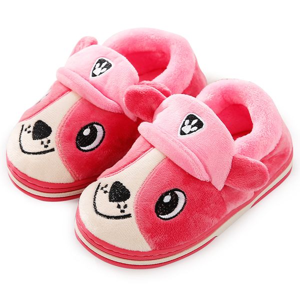 

children cotton cute dogs indoor kids slippers winter boys and girls home slippers baby non-slip warming shoes, Black;grey